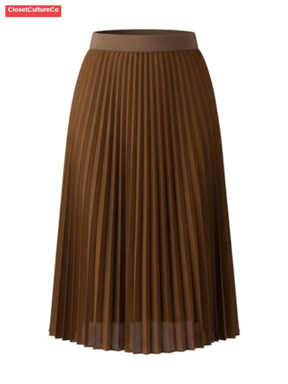 Pleated Midi Skirt High Waist A-Line Chiffon Lined Flowy Women's Skirt